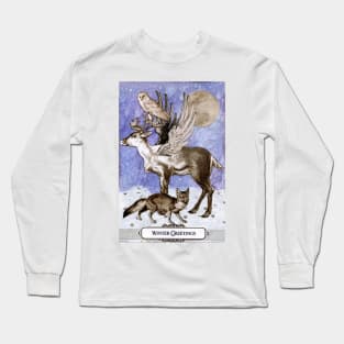 Enchanted Wildlife Winter Greetings Long Sleeve T-Shirt